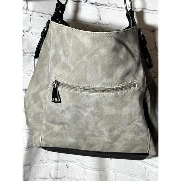 MARC NEW YORK LADIES SHOULDER BAG WITH STUDDED STRAP - GRAY AND BLACK - EUC AND - Picture 6 of 8